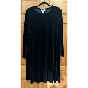 Vintage Alix Taylor Black Velvet Swing Dress Size 18 Party Cocktail Pullover